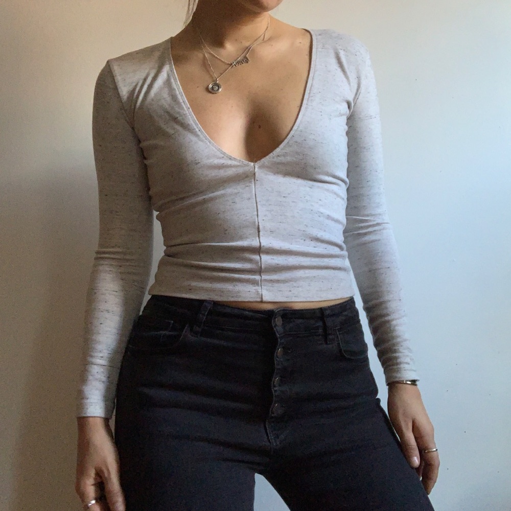 Off-white Bodycon Long Sleeve Top